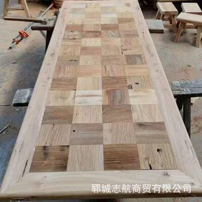 拼老榆风化花大板实木桌板民宿茶木台自然REM纹理面老门板茶桌书