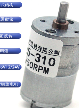 GA25-310微型直流减速电机金属齿轮可调速正反转小马达6V12V