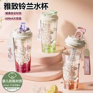 高颜值便携夏天泡茶杯子孕妇大容量吸管杯 tritan水杯女生2024新款