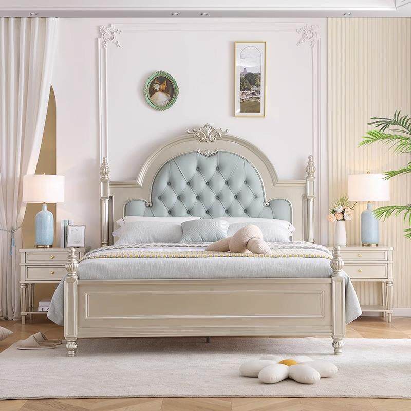 速发美式主卧轻床实木8.1米双人奢公主软包法式豪华婚床