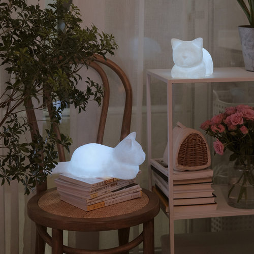 萌睡小猫灯冷暖双色伴睡灯陪睡灯猫的晚安氛围灯猫咪小.夜灯夜猫