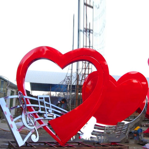 不锈钢爱情主题雕塑定制铁艺爱心心形LOVE公N园打卡摆件户外大型