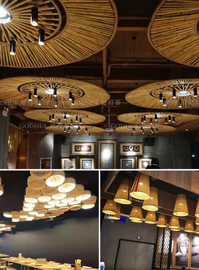 灯具定制藤编竹木工程灯火锅店景区餐厅民宿酒店餐U饮新款定做灯