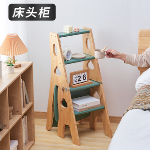 樊北加厚实木家用多功能折叠两用梯椅室内移动P登高四步梯凳爬梯