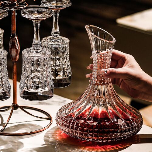 2024新c款欧式高档水晶玻璃红酒杯醒酒器套装家用高脚葡萄酒杯架
