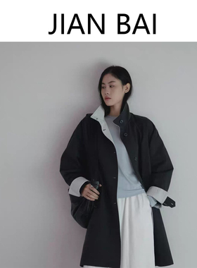 轻熟韩系简约风拼接风衣外套女中长款宽松百搭高级感大衣