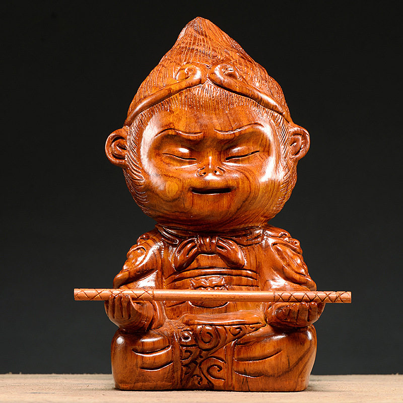 花梨木雕齐天大圣孙悟空摆件十二生肖猴子实木仿古摆件家居工艺品