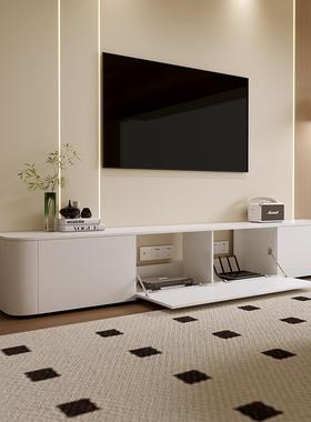 极简约风落地电视茶几组柜合简现代实木电A968视白色落地收纳储物