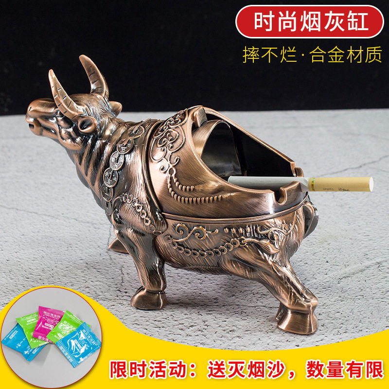欧式复古带盖防飞灰烟灰缸