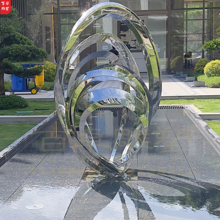 中式镜面不锈钢景观雕塑异形雕塑 户外广场大型抽象水景雕塑摆件
