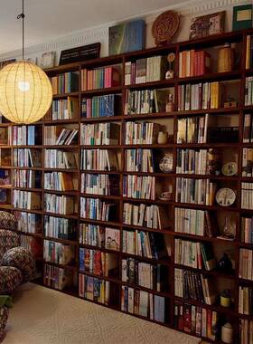 源老头榆木书架可满墙全实木落地物吊柜置收纳架靠墙格F5M6H775子