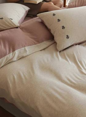 类秋冬绒保暖拉加绒四件套针织棉LGI磨毛双拼刺绣加厚A被套床上用