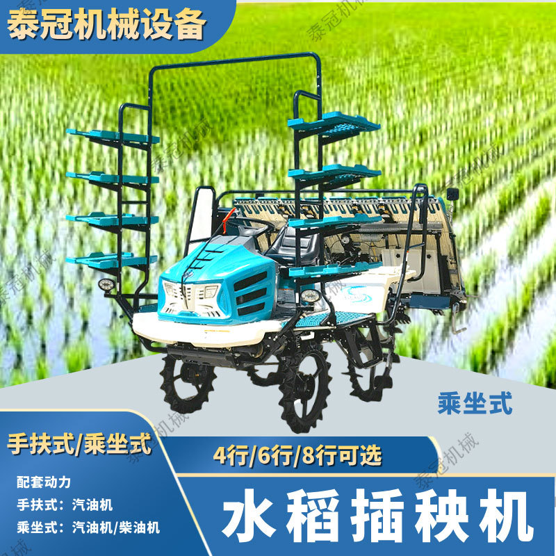 乘坐式水稻插秧机 水田稻谷移栽机手扶汽油机水稻插秧水稻栽苗机