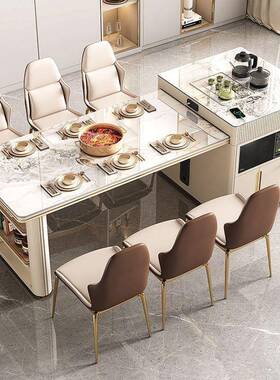 沃顿岩板岛台餐桌一现代BPR简约家体用厨可房多功能电磁炉冰箱带