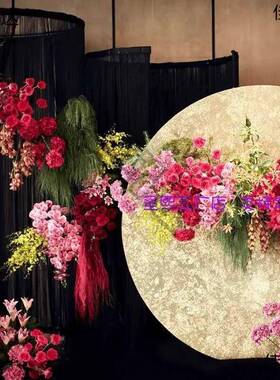 婚庆e8Z2eDeA铁艺口圆求环黑色线帘架婚布置子背景装饰开道具摆件