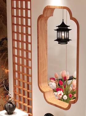 宋式美复古F99TS7SH小轩窗室墙面屏实木玄关隔断造学景台风入户海