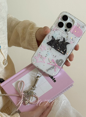 NOWTOO原创星星细闪马赛克小兔双层imd亮面苹果iphone手机壳独特好看新款2025网红爆款适用14/15/16/17promax