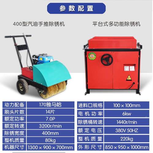 除筋锈彩钢瓦翻新打磨钢钢管除机锈机  手推式除锈电动300宽3kw小