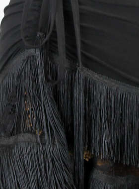 ZS蕾丝重工 拉丁舞服抽绳流苏跳舞练习表演练功服下装大摆裙 L426