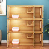 猫窝猫笼别墅实木豪华三层家用猫房柜子四季 通用猫咪繁殖房宠物屋