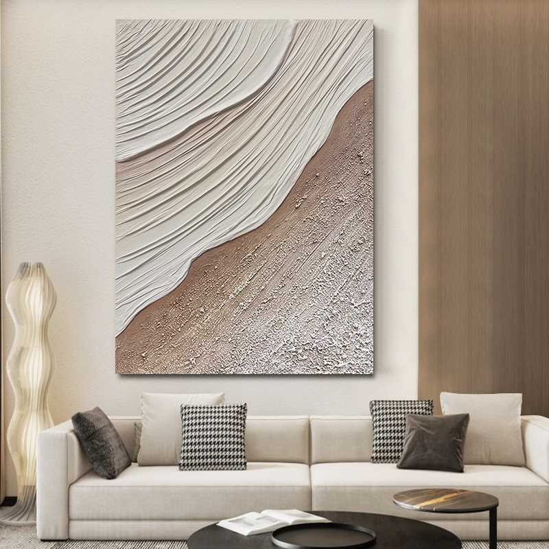 天台华莲大芬油画村纯手绘油画抽象布艺立体肌理画客厅落地装饰画图片