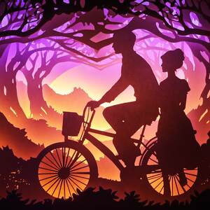 居也光影纸雕灯体微微一笑微微一笑纸影剪立叠书房卧室客厅床头氛