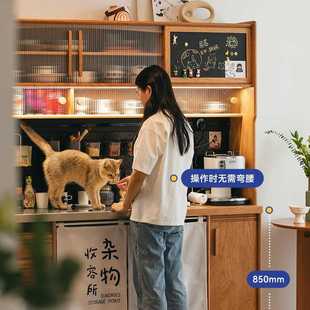 客厅储 二黑木业满仓餐边柜实木家用餐桌一体靠墙酒柜现代简约日式