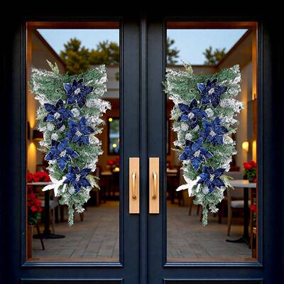 港恋热销GPC高档之装片饰金圣诞花亮绒粉布仿真假花圣诞倒挂