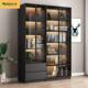 实木书柜带玻璃门书架轻奢环保现代简约置物架落地组合储物展示柜