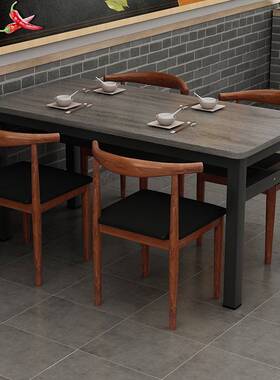 快餐桌椅组合长方形快餐小吃店酒馆餐饮面馆商用食堂餐厅吃饭桌子