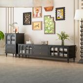 电视柜茶几组合全实木法式 复古客厅家用储物柜小户型收纳柜子