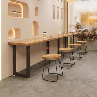 矮吧台桌工业风便利店小吃店酒吧长条桌子靠墙窄餐桌椅组合靠窗