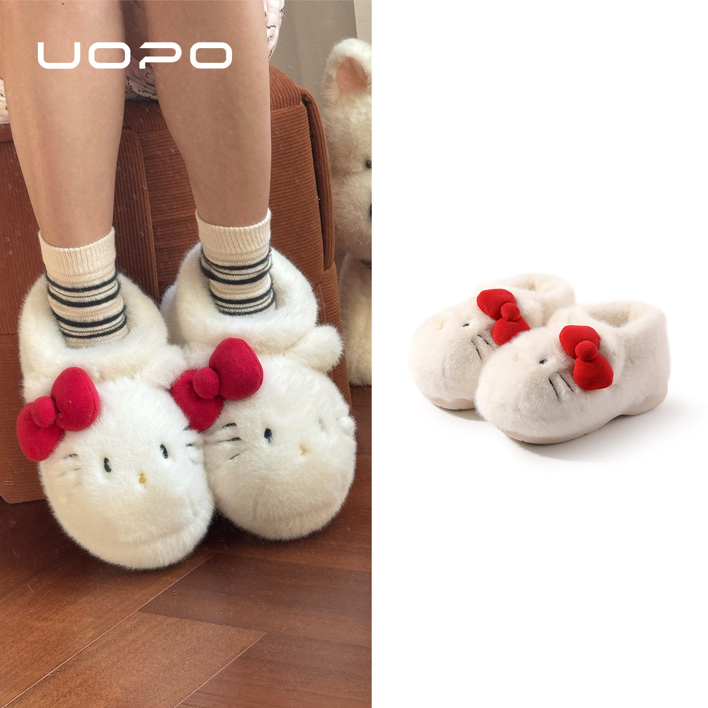 正版kitty棉鞋冬天居家毛毛拖鞋加绒加厚保暖防滑全包棉拖鞋女式,女鞋,棉鞋,淘宝优惠券,粉丝福利购,淘宝优惠卷