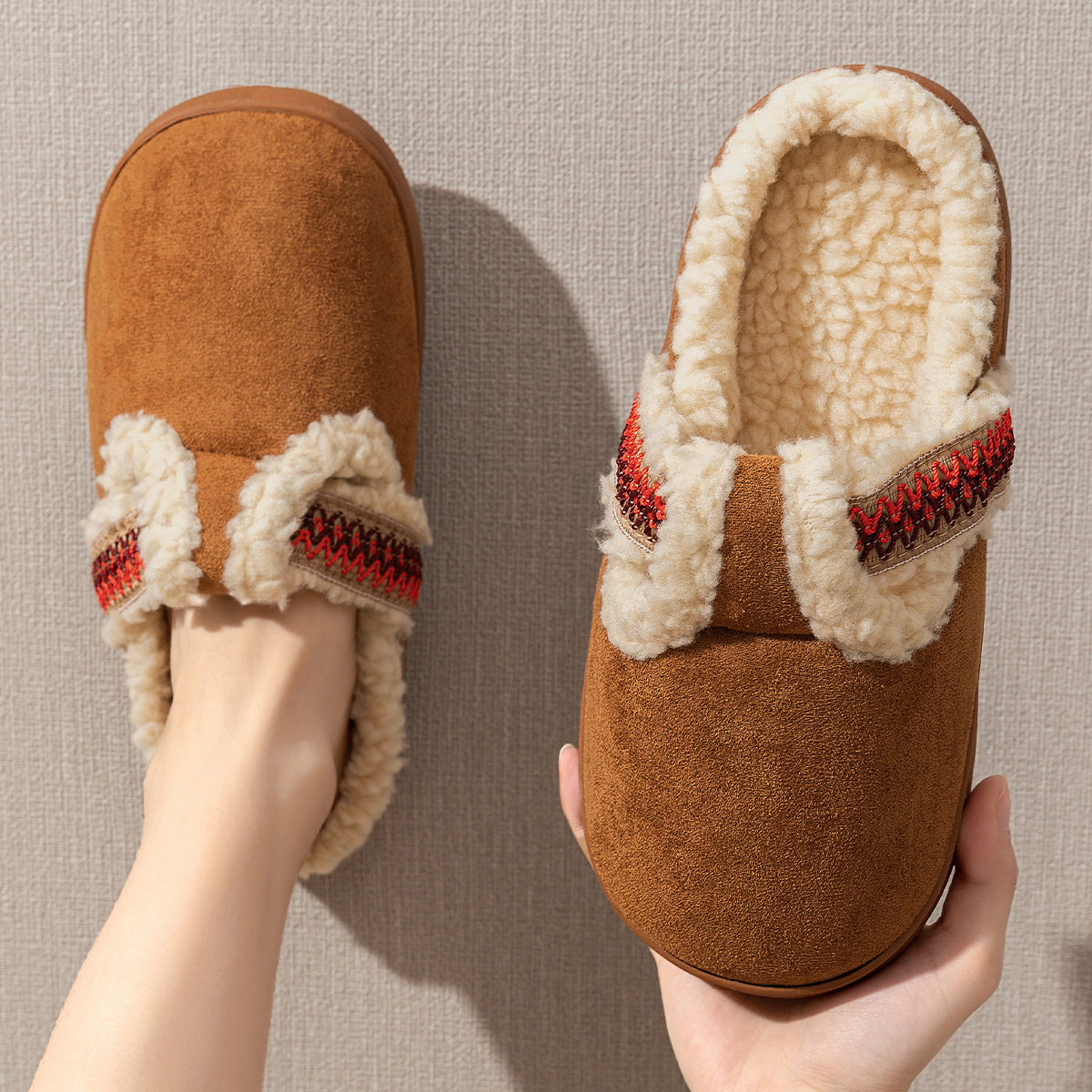 库存织带勃肯棉拖女款冬季2025新款室内居家保暖毛绒拖鞋家用秋冬,女鞋,棉鞋,淘宝优惠券,粉丝福利购,淘宝优惠卷