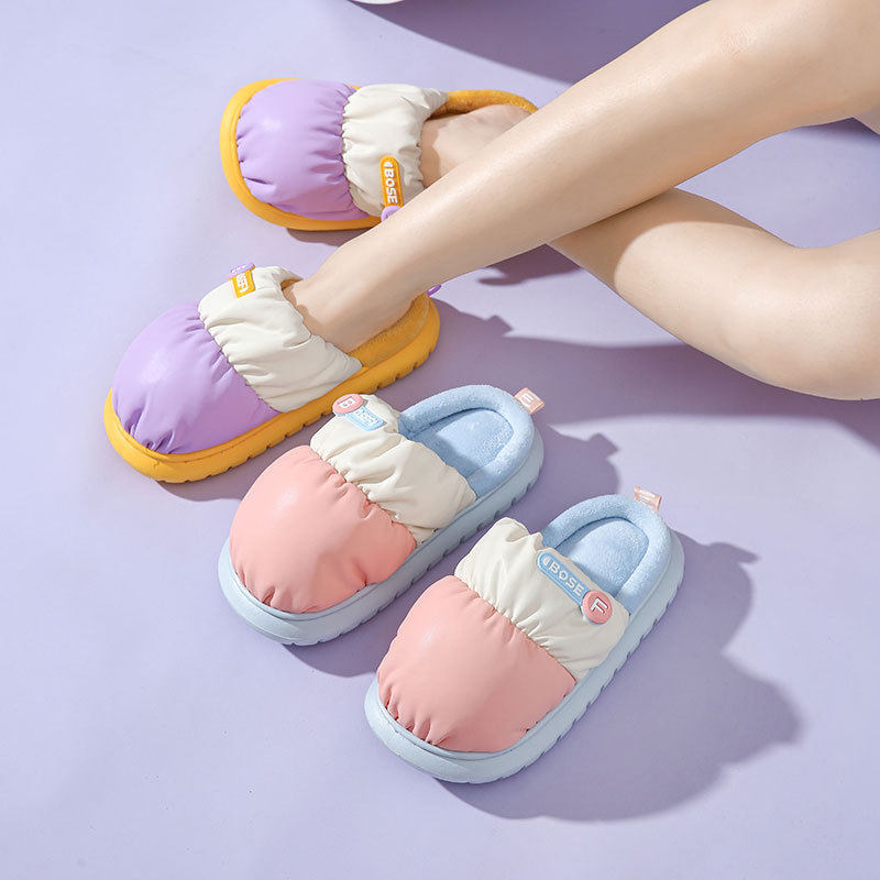 PU防水棉拖鞋秋冬季男女情侣居家加绒保暖舒适防滑月子鞋冬天新款,女鞋,棉鞋,淘宝优惠券,粉丝福利购,淘宝优惠卷