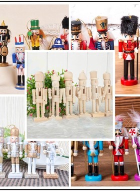 速发件12CM圣诞挂偶彩绘胡桃士兵夹子木件酒吧餐厅圣诞摆木电视柜