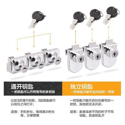 速发免开易28商用玻璃柜展示柜简孔门锁安装柜台珠宝柜钢化锁具优