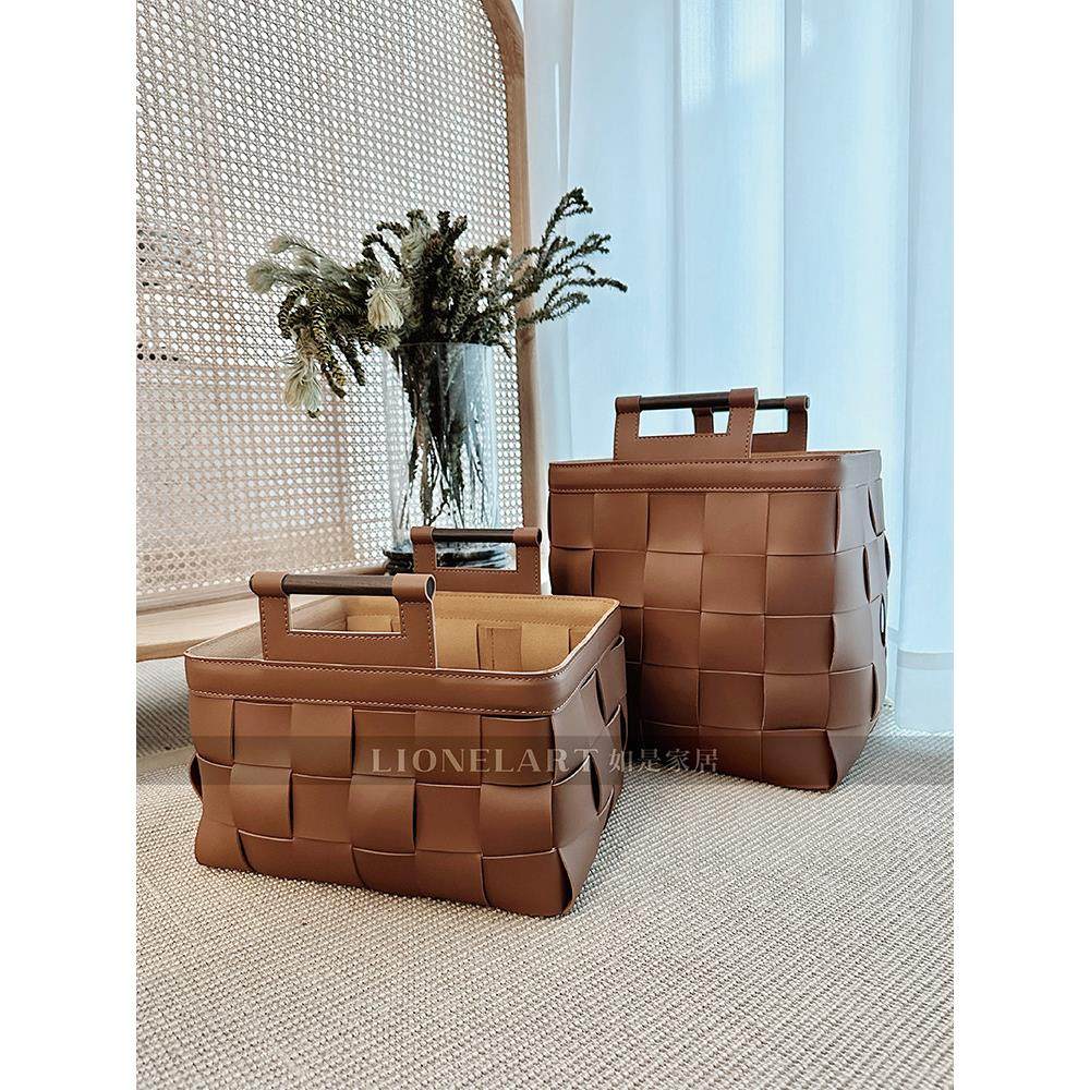 如收纳篮核桃处理马鞍皮革手工编织收纳篮高档私人住宅衣柜收纳礼,收纳整理,其他收纳篮,淘宝优惠券,粉丝福利购,淘宝优惠卷