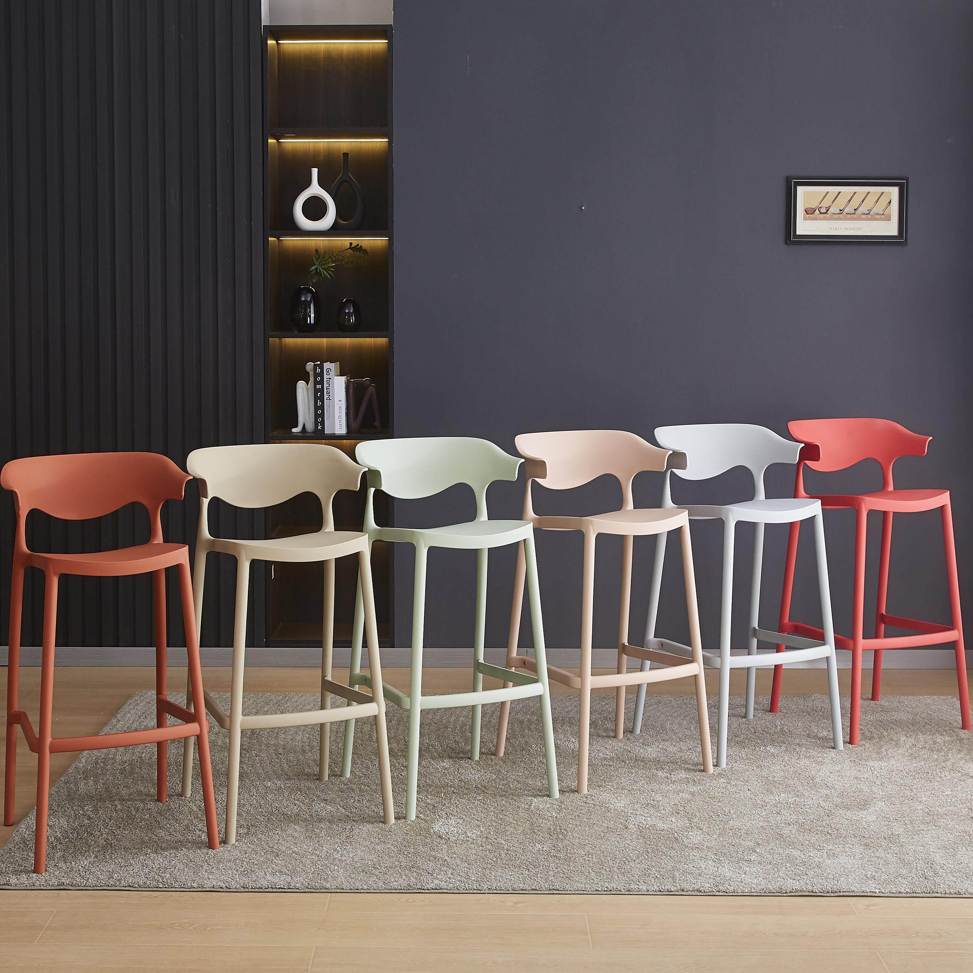 北欧简约吧椅现代极简塑料靠背吧台椅家用可叠放设计师创意高脚凳,住宅家具,家用高脚椅,淘宝优惠券,粉丝福利购,淘宝优惠卷