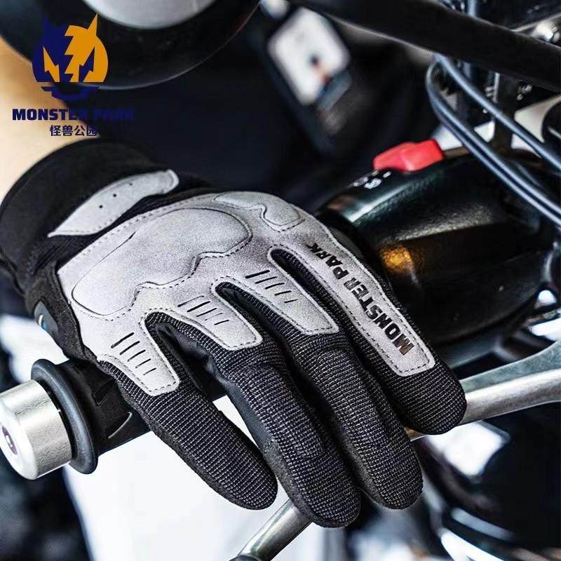 外星蜗牛怪兽公园摩托车手套夏季透气触屏防摔男复古机车骑行手套