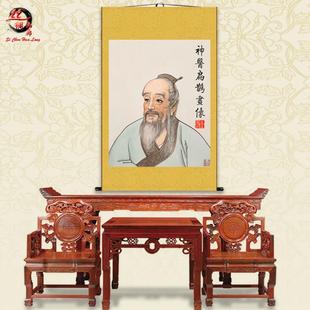 医祖扁鹊画像丝绸画 十大名医挂画 药店养生会所诊所装饰画卷轴画