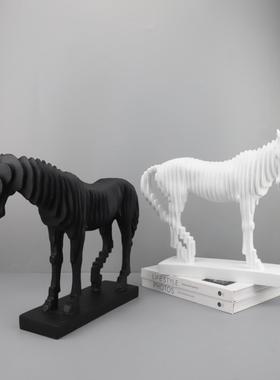 欧洲无障碍豪华抽象马动物艺术装饰品客厅电视柜书柜入口样板房家