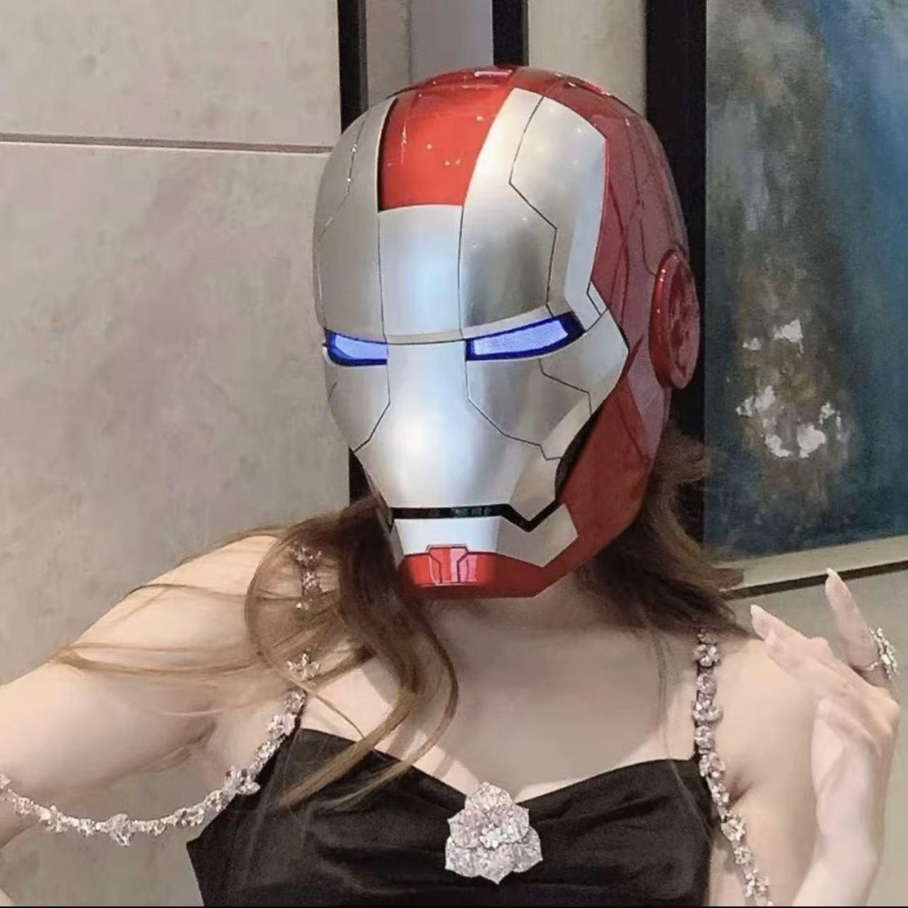 贾维斯钢铁侠头盔mk5真人可穿戴可变形声控电动开合全脸面具礼物