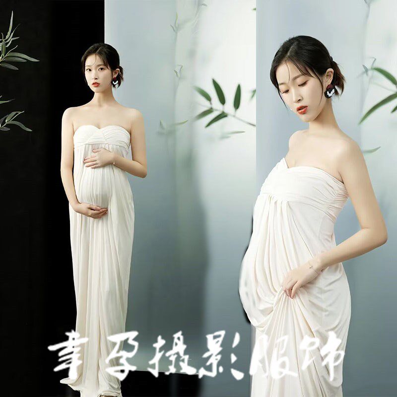 速发影楼咪妇照服装新款希腊肚茶歇抹胸裙大风孕妈孕摄影拍照衣服