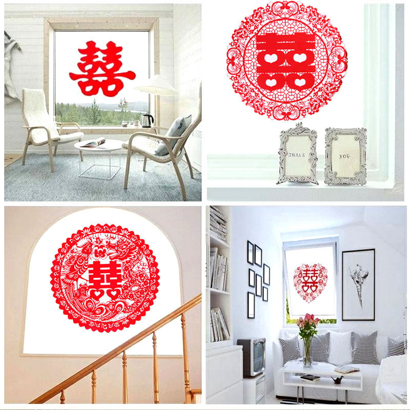 速发贴纸门贴窗户贴喜子结婚喜字大窗贴方出嫁房间家窗花静电小