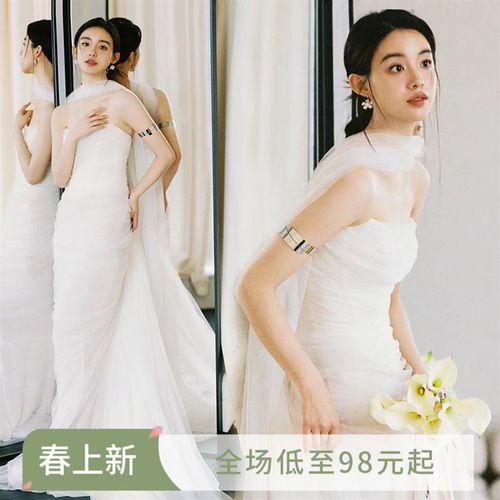 速发轻盈感纱雾 浪漫仙系抹胸公敬新娘法式婚服礼服晨袍主酒纱10