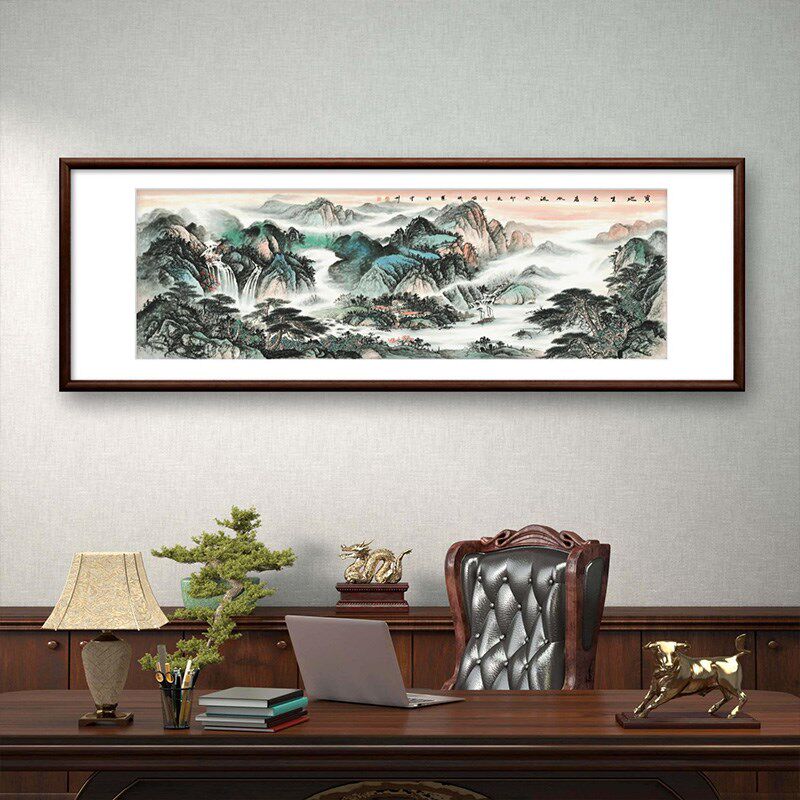 速发S01 金式宝地挂中富流水装饰画背景生画宝地生金富流水60180