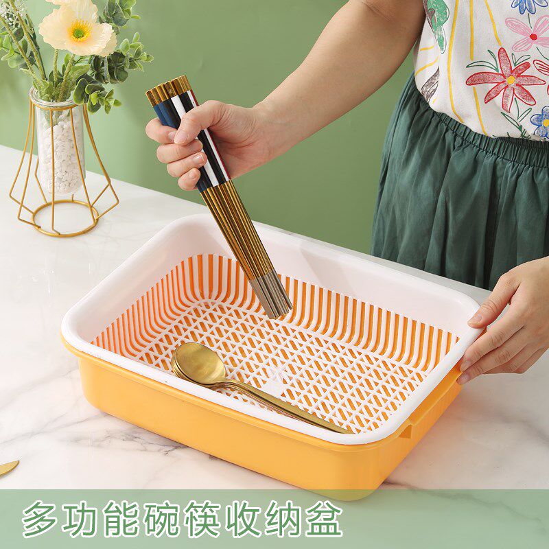 速发厨房收纳 子 餐具 杯子筷碗筷柜晾碗碟沥水架塑料放碗架架带