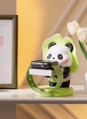 速发iw办tch支架可爱熊猫桌公放置架家居卧室a面室工位摆件