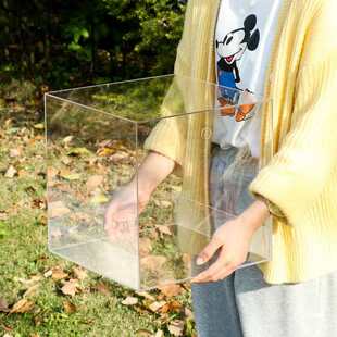 亚克力方形花盒情人节花盒520节手提花盒透明鲜花插花盒沙龙花盒